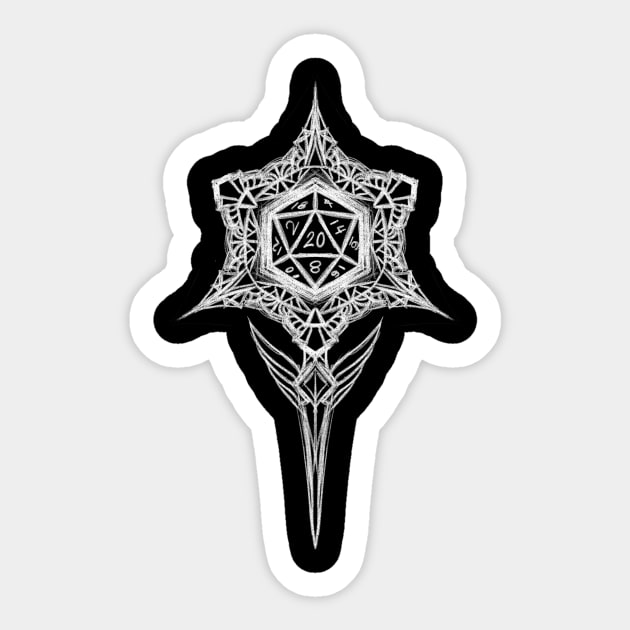 D20 (white) Sticker by Kytri